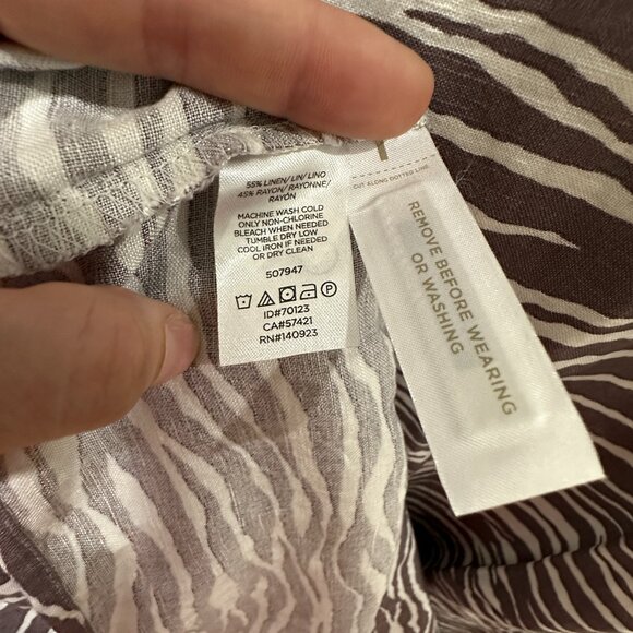 LOFT Zebra Brown White Sleeveless Pocket Linen Shift Dress - Picture 4 of 6